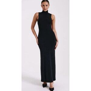 Meshki Louisa High Neck Knit Maxi Dress - Black Size Small